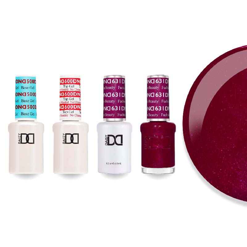 DND Gel & Lacquer Combo - Base Top Gel & 631 Fuschia in Beauty - DTK Nail Supply