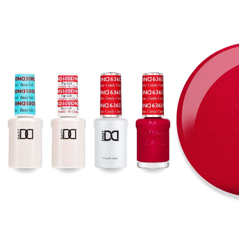 DND Gel & Lacquer Combo - Base Top Gel & 636 Candy Cane - DTK Nail Supply