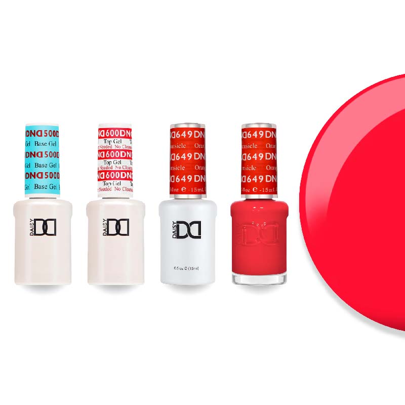DND Gel & Lacquer Combo - Base Top Gel & 649 Orange Creamsicle - DTK Nail Supply