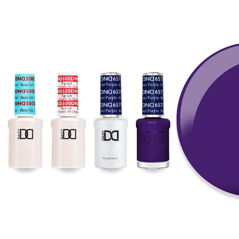 DND Gel & Lacquer Combo - Base Top Gel & 657 Monster Purple - DTK Nail Supply