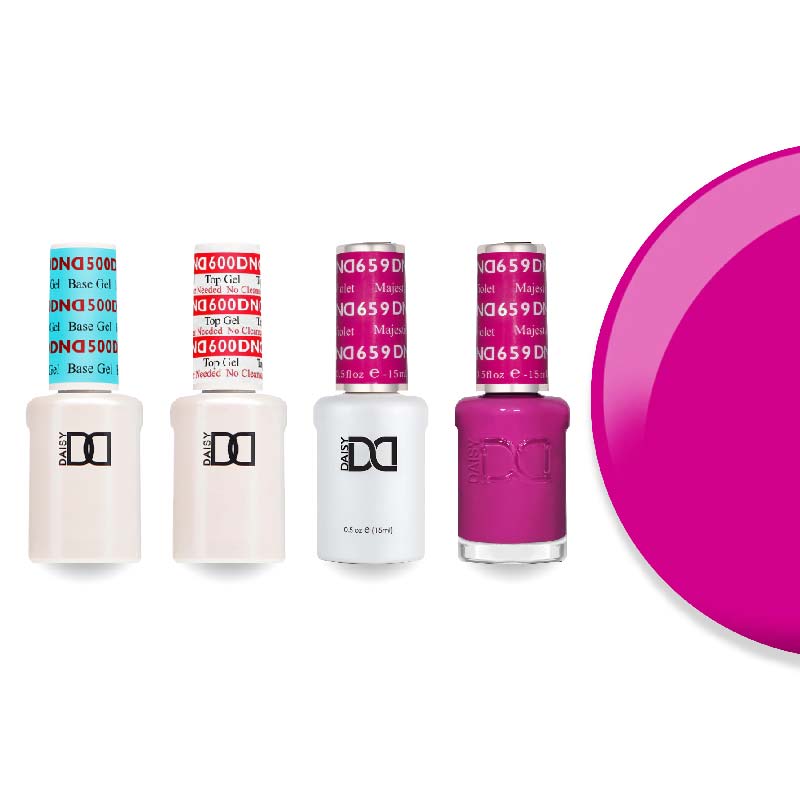 DND Gel & Lacquer Combo - Base Top Gel & 659 Majestic Violet - DTK Nail Supply