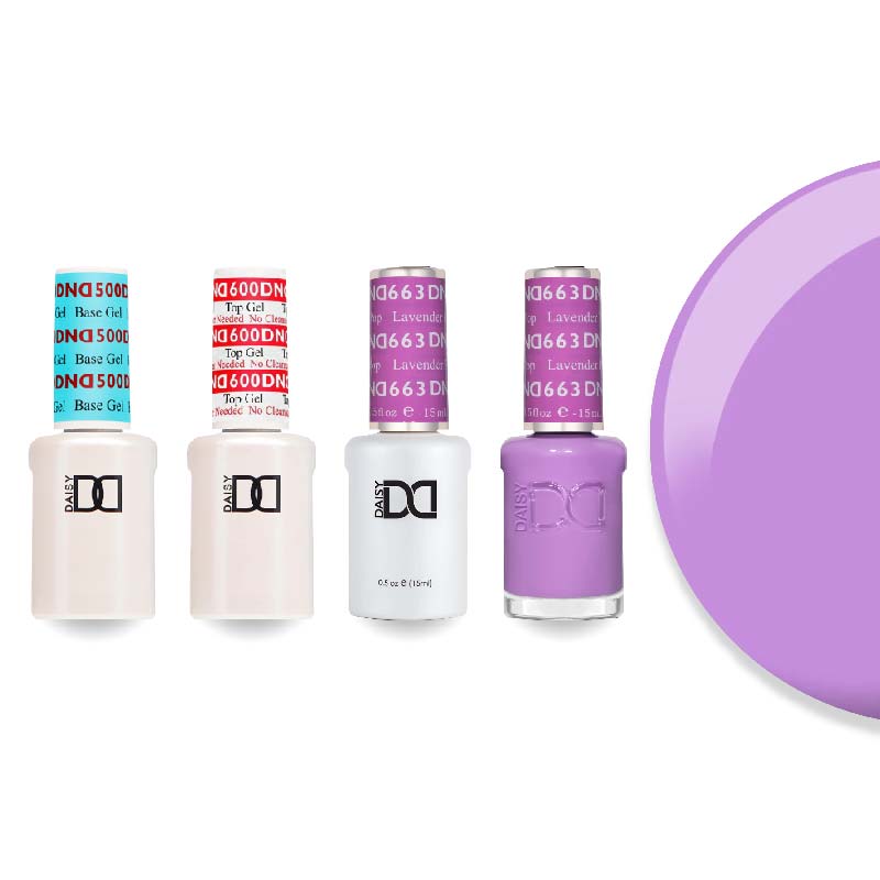 DND Gel & Lacquer Combo - Base Top Gel & 663 Lavender Pop - DTK Nail Supply