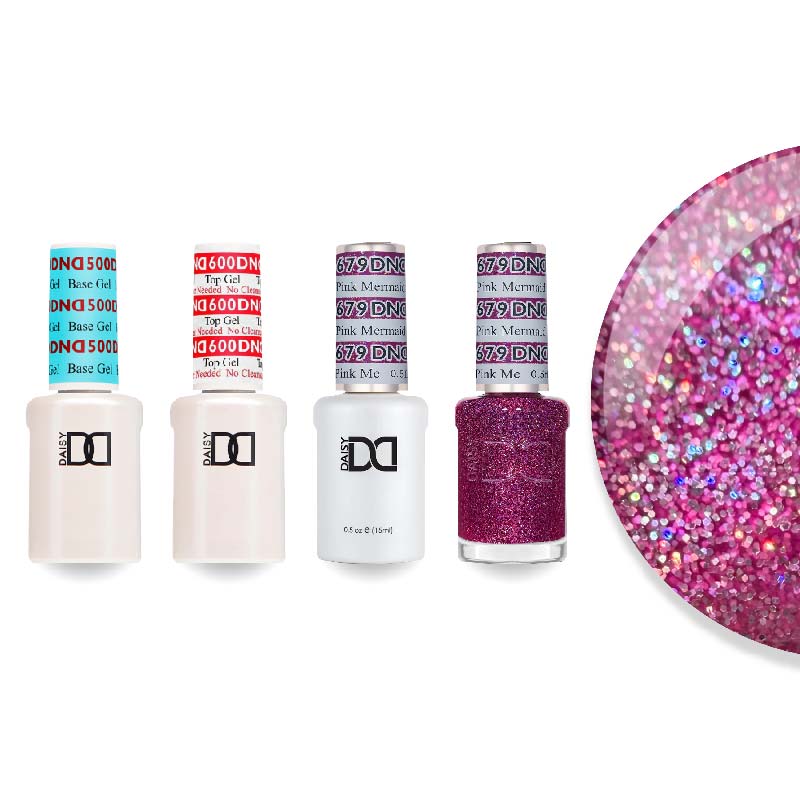 DND Gel & Lacquer Combo - Base Top Gel & 679 Pink Mermaid - DTK Nail Supply