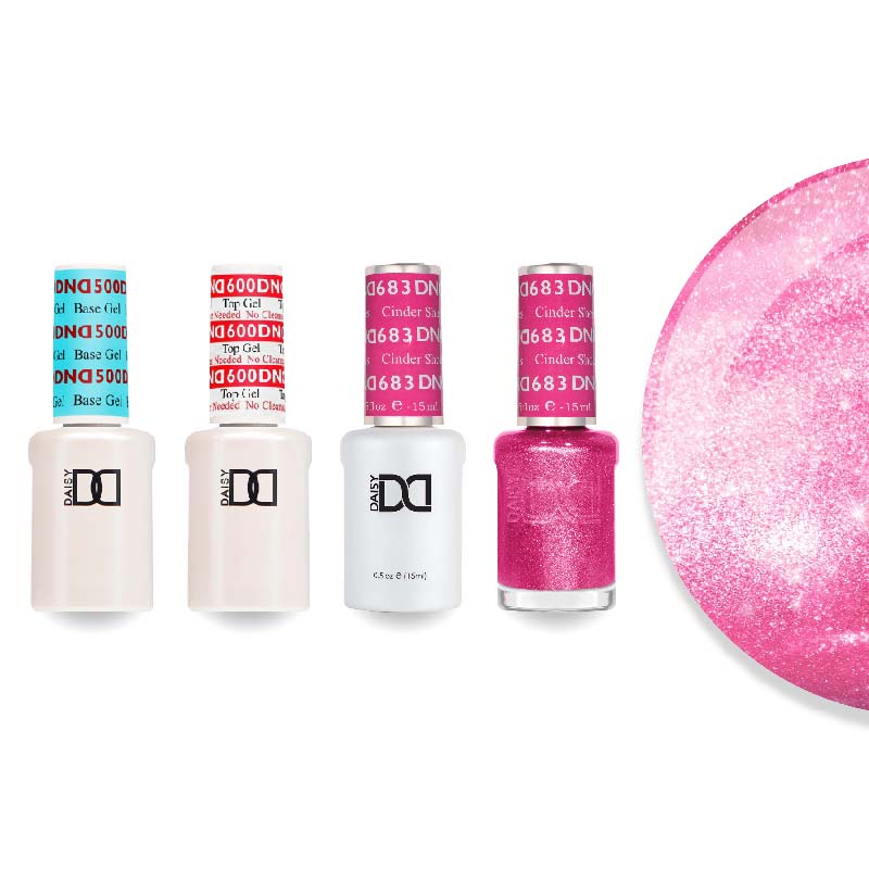 DND Gel & Lacquer Combo - Base Top Gel & 683 Cinder Shoes - DTK Nail Supply