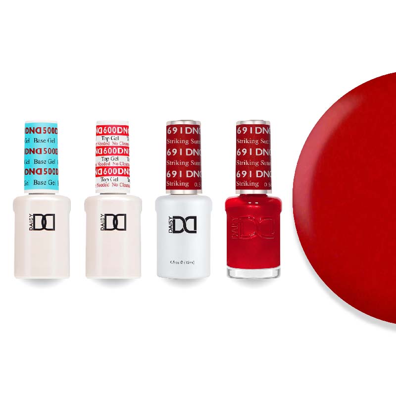 DND Gel & Lacquer Combo - Base Top Gel & 691 Striking Sunrise - DTK Nail Supply