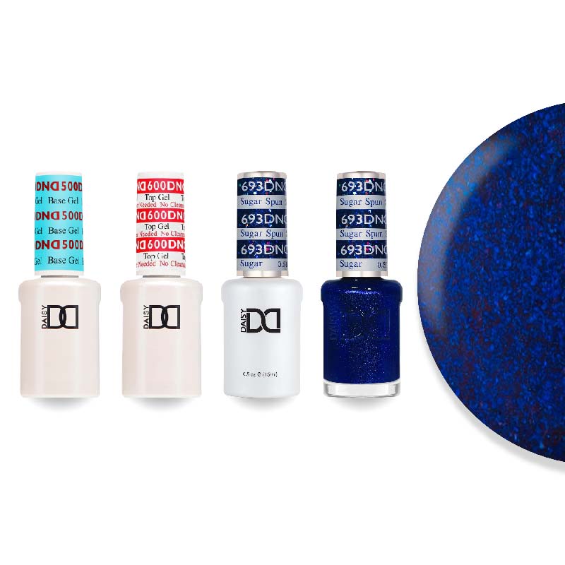 DND Gel & Lacquer Combo - Base Top Gel & 693 Sugar Spun - DTK Nail Supply