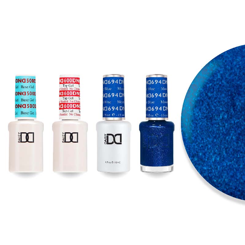 DND Gel & Lacquer Combo - Base Top Gel & 694 Moon River Blue - DTK Nail Supply