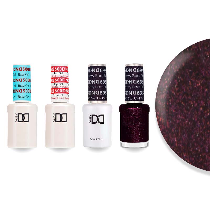 DND Gel & Lacquer Combo - Base Top Gel & 695 Blackberry Blast - DTK Nail Supply