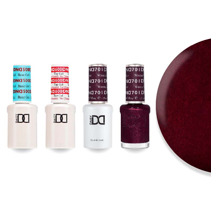 DND Gel & Lacquer Combo - Base Top Gel & 701 Wanna Wine - DTK Nail Supply