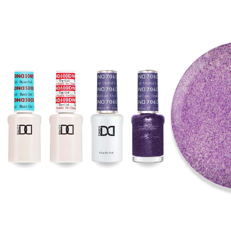 DND Gel & Lacquer Combo - Base Top Gel & 706 Orchid Lust - DTK Nail Supply
