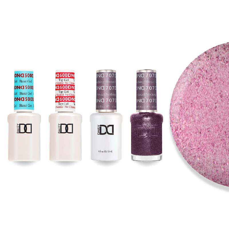 DND Gel & Lacquer Combo - Base Top Gel & 707 Sweet Nothing - DTK Nail Supply