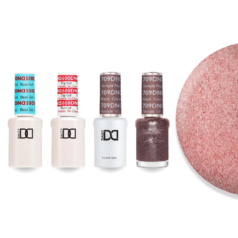 DND Gel & Lacquer Combo - Base Top Gel & 709 Georgia Peach - DTK Nail Supply