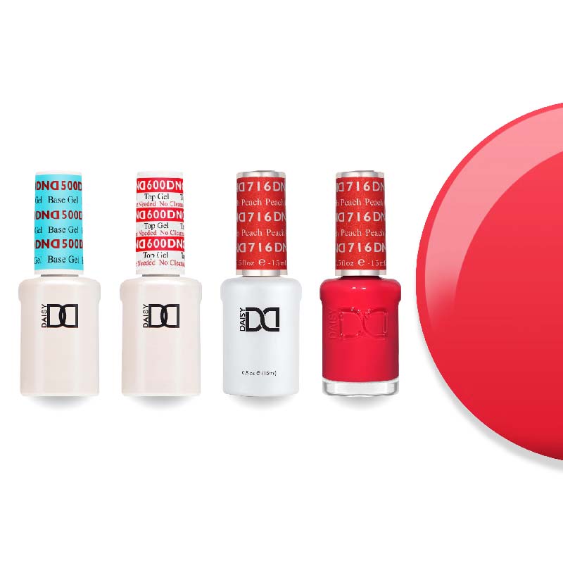 DND Gel & Lacquer Combo - Base Top Gel & 716 Peach - DTK Nail Supply