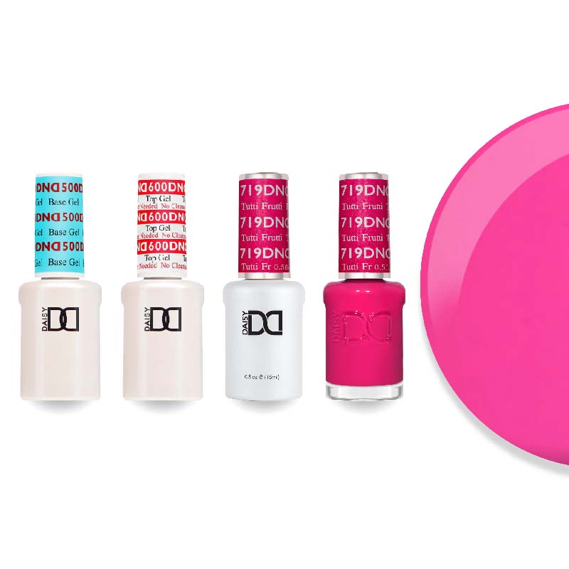 DND Gel & Lacquer Combo - Base Top Gel & 719 Tutti Frutti - DTK Nail Supply
