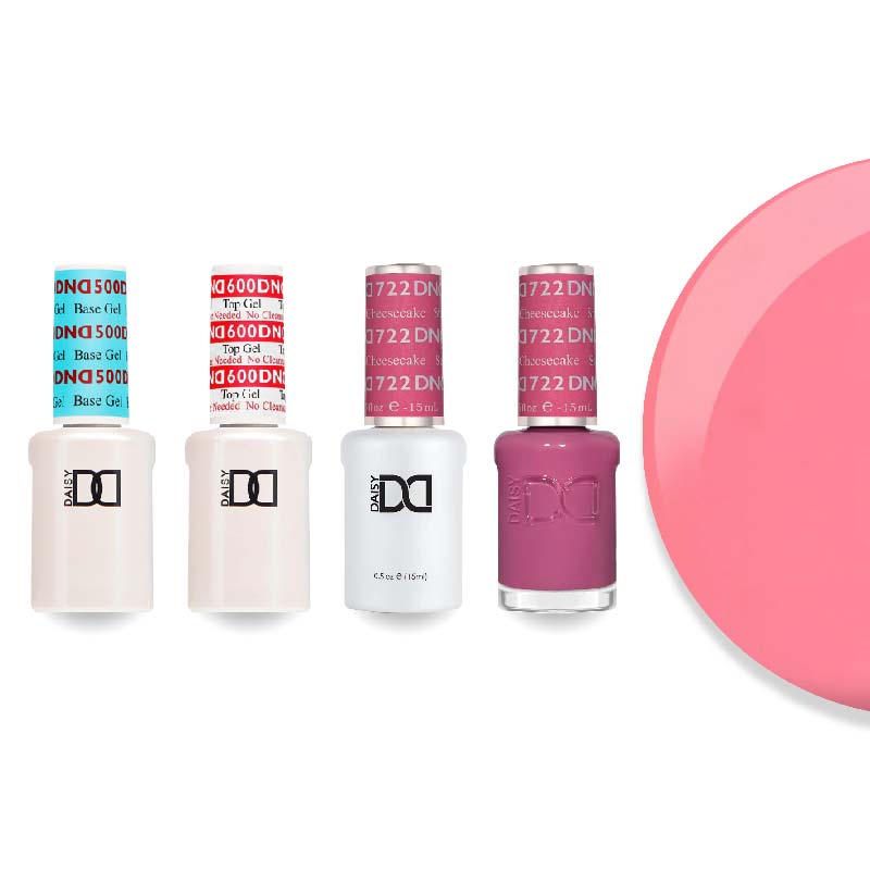 DND Gel & Lacquer Combo - Base Top Gel & 722 Strawberry Cheesecake - DTK Nail Supply