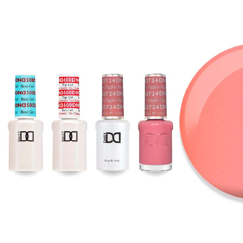 DND Gel & Lacquer Combo - Base Top Gel & 724 Jiggles - DTK Nail Supply