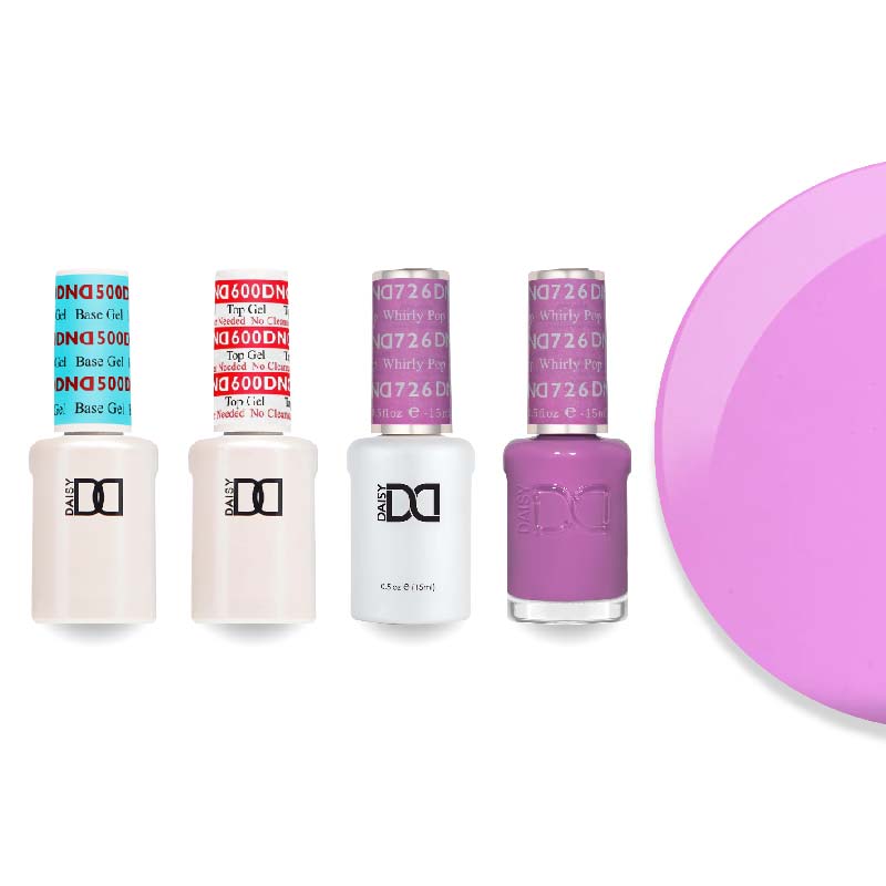 DND Gel & Lacquer Combo - Base Top Gel & 726 Whirly Pop - DTK Nail Supply