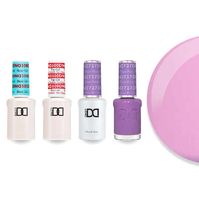 DND Gel & Lacquer Combo - Base Top Gel & 727 Pixie - DTK Nail Supply