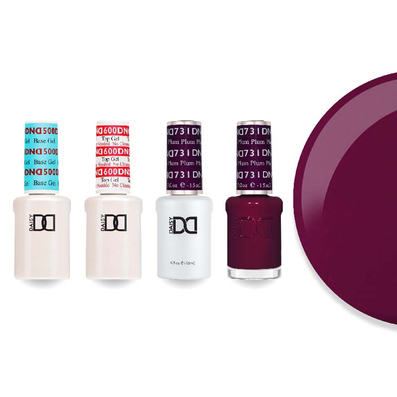 DND Gel & Lacquer Combo - Base Top Gel & 731 Plum - DTK Nail Supply