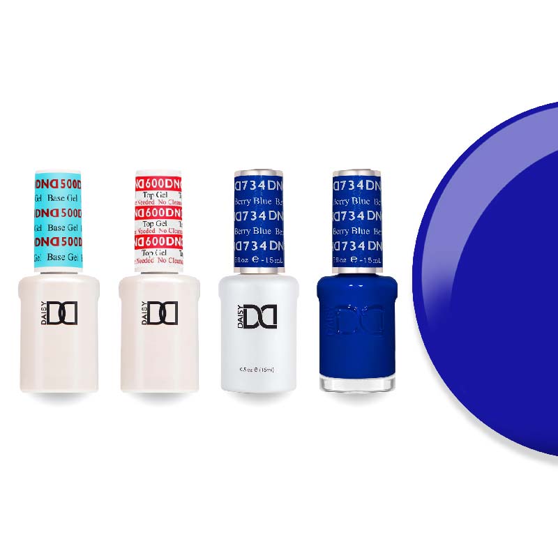 DND Gel & Lacquer Combo - Base Top Gel & 734 Berry Blue - DTK Nail Supply
