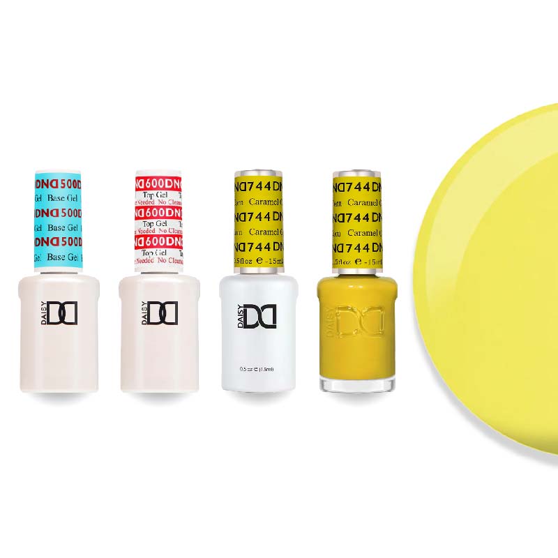 DND Gel & Lacquer Combo - Base Top Gel & 744 Caramel Corn - DTK Nail Supply