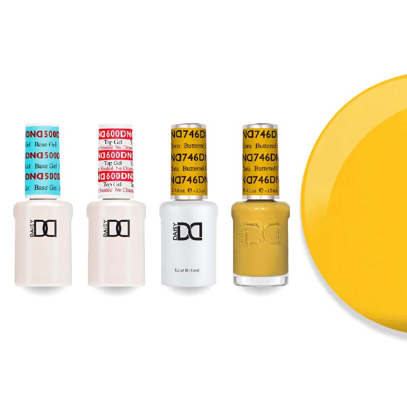 DND Gel & Lacquer Combo - Base Top Gel & 746 Buttered Corn - DTK Nail Supply