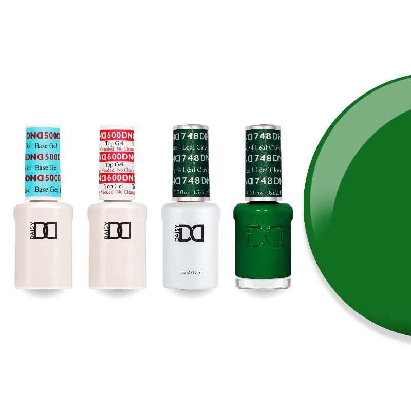 DND Gel & Lacquer Combo - Base Top Gel & 748 4 Leaf Clover - DTK Nail Supply