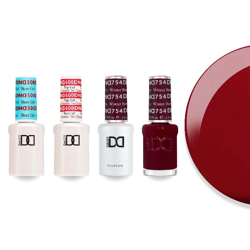 DND Gel & Lacquer Combo - Base Top Gel & 754 Winter Berry - DTK Nail Supply