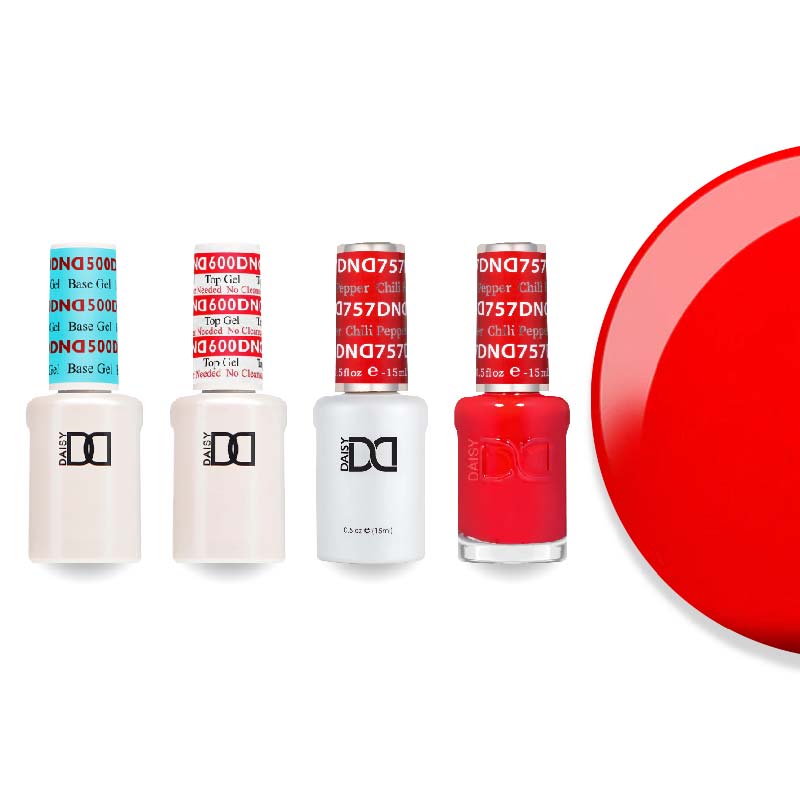 DND Gel & Lacquer Combo - Base Top Gel & 757 Chili Pepper - DTK Nail Supply