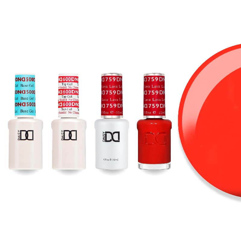 DND Gel & Lacquer Combo - Base Top Gel & 759 Lava - DTK Nail Supply