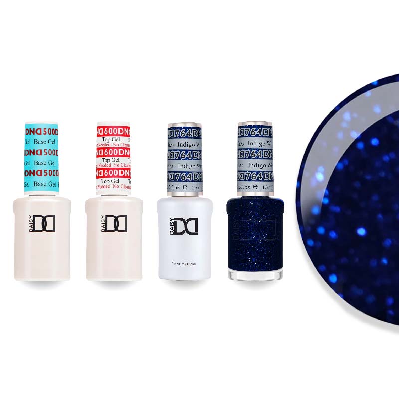 DND Gel & Lacquer Combo - Base Top Gel & 764 Indigo Wishes - DTK Nail Supply