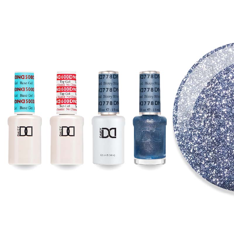 DND Gel & Lacquer Combo - Base Top Gel & 778 Bizzy Blizzard - DTK Nail Supply
