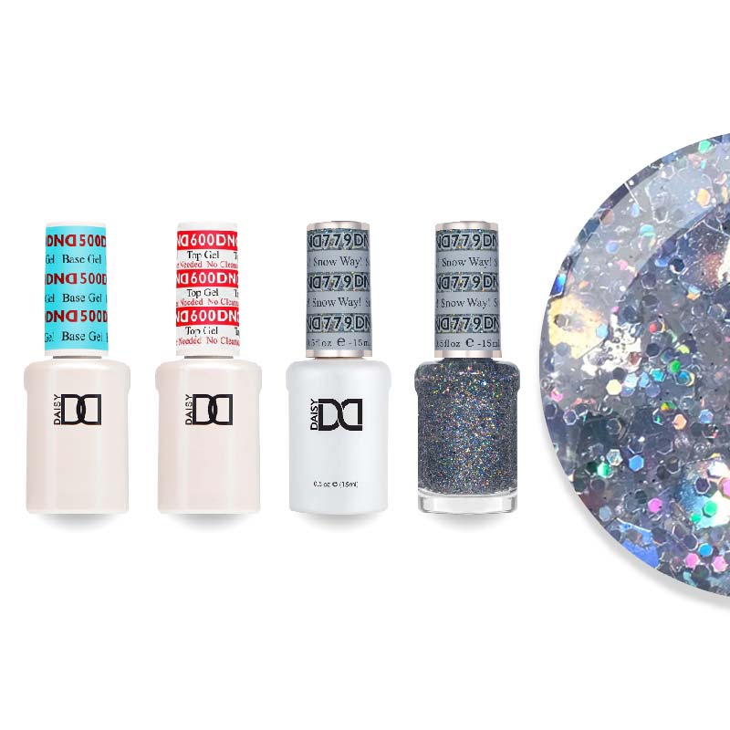 DND Gel & Lacquer Combo - Base Top Gel & 779 Snow Way! - DTK Nail Supply