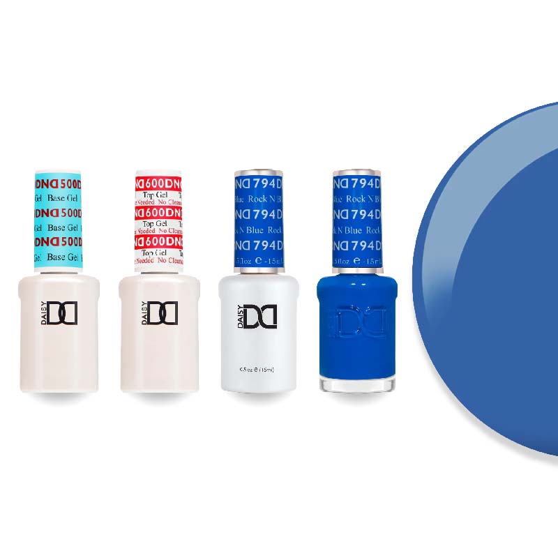 DND Gel & Lacquer Combo - Base Top Gel & 794 Rock n Blue - DTK Nail Supply