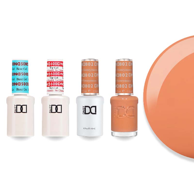 DND Gel & Lacquer Combo - Base Top Gel & 802 Honeymoon - DTK Nail Supply