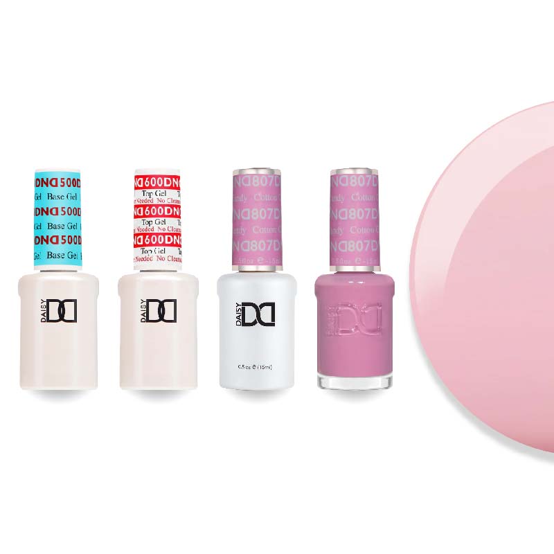 DND Gel & Lacquer Combo - Base Top Gel & 807 Cotton Candy - DTK Nail Supply