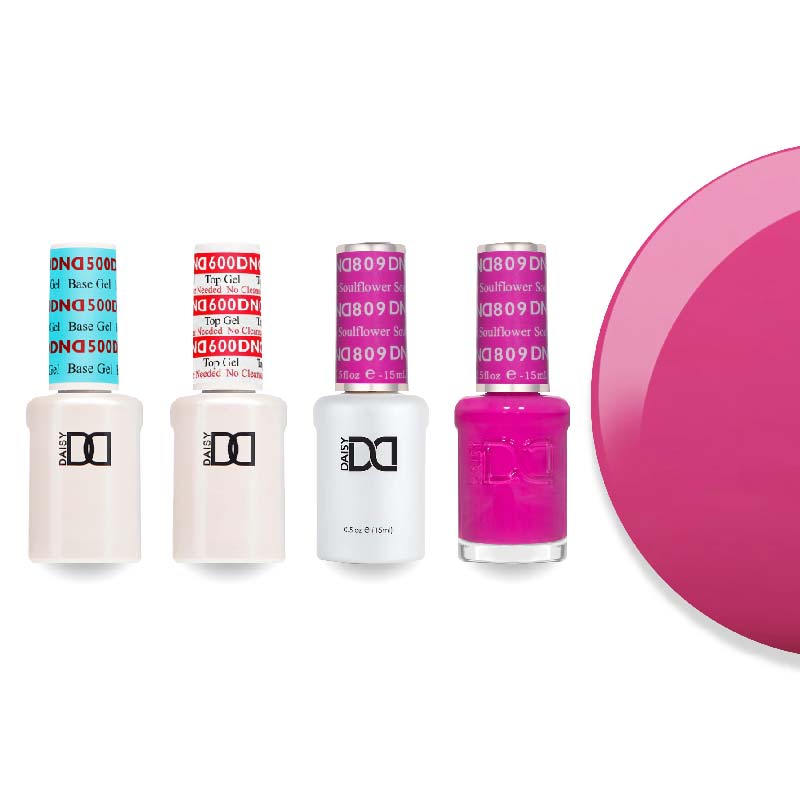 DND Gel & Lacquer Combo - Base Top Gel & 809 Soulflower - DTK Nail Supply