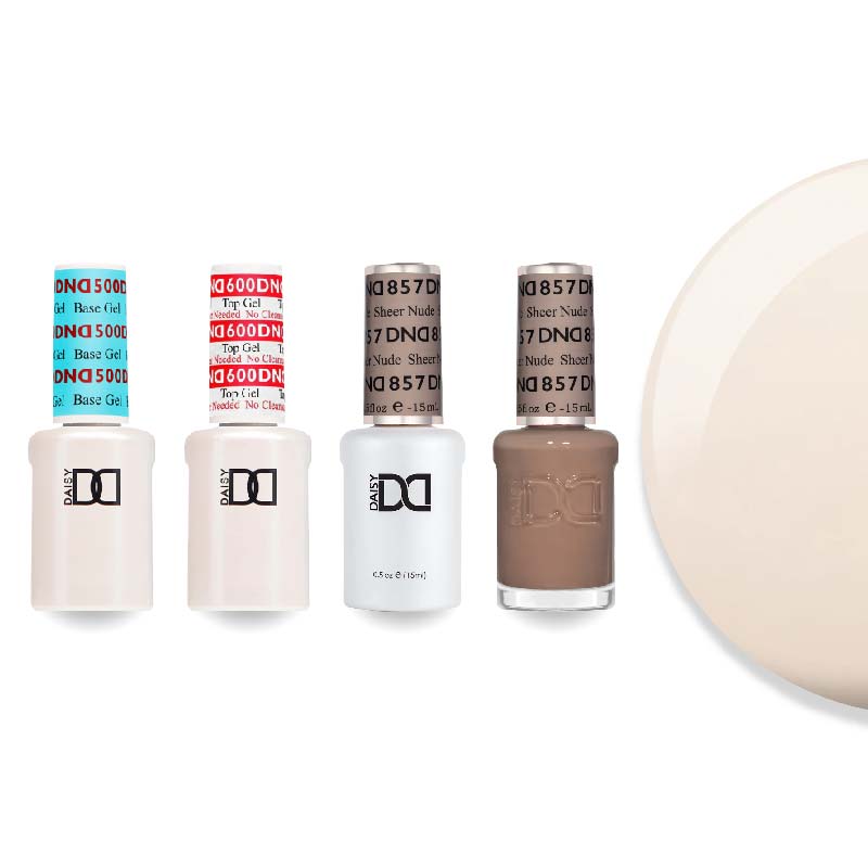 DND Gel & Lacquer Combo - Base Top Gel & 857 Sheer Nude - DTK Nail Supply