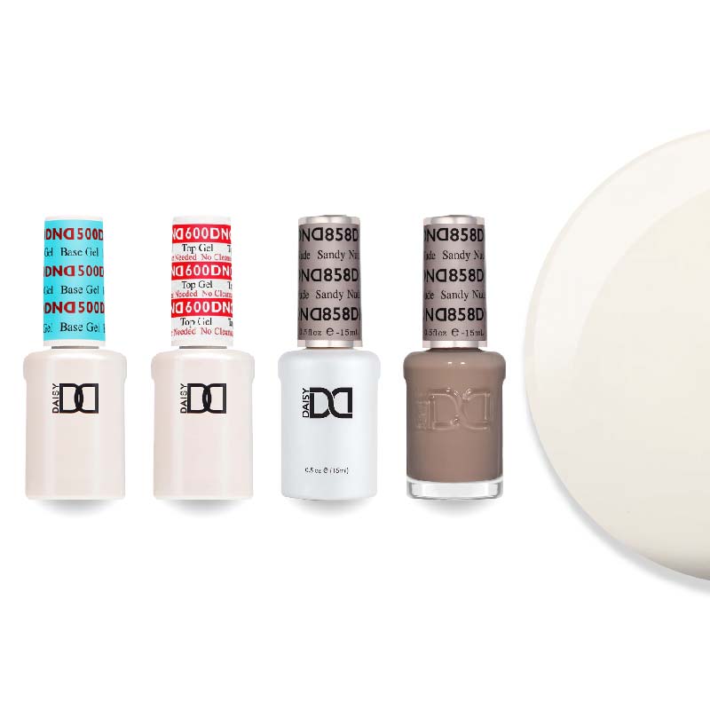 DND Gel & Lacquer Combo - Base Top Gel & 858 Sandy Nude - DTK Nail Supply
