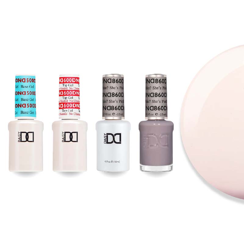 DND Gel & Lacquer Combo - Base Top Gel & 860 She's White_ She's Pink - DTK Nail Supply