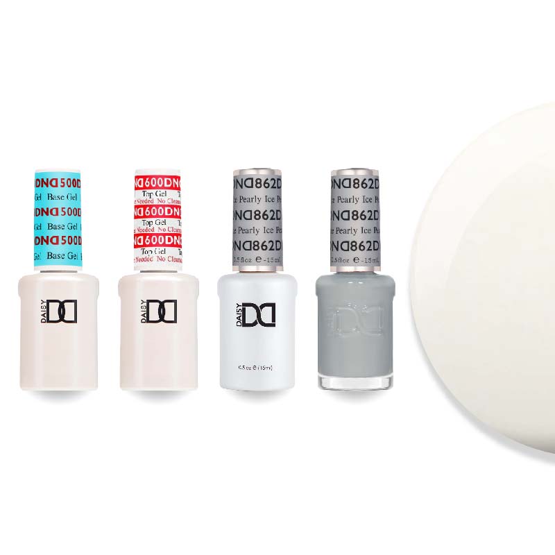 DND Gel & Lacquer Combo - Base Top Gel & 862 Pearly Ice - DTK Nail Supply