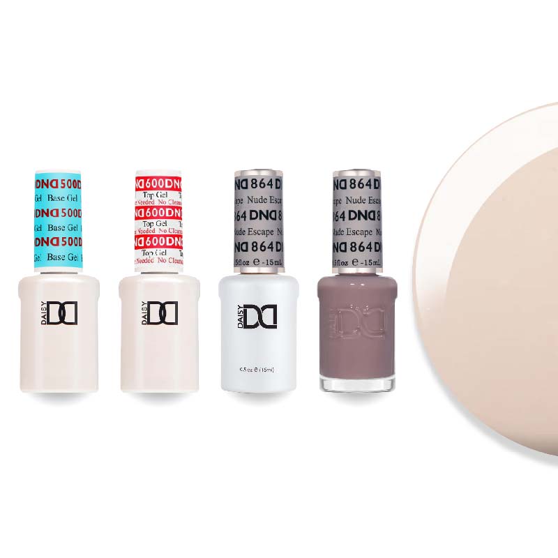 DND Gel & Lacquer Combo - Base Top Gel & 864 Nude Escape - DTK Nail Supply