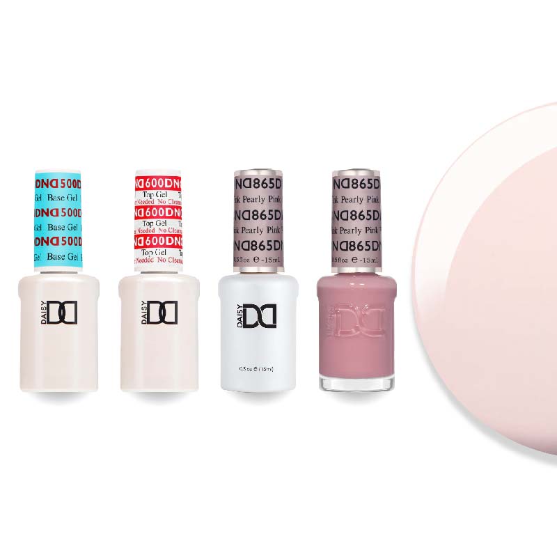DND Gel & Lacquer Combo - Base Top Gel & 865 Pearly Pink - DTK Nail Supply