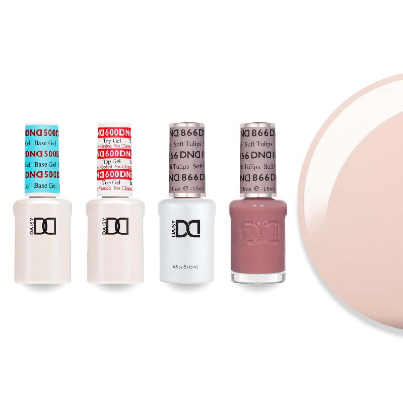 DND Gel & Lacquer Combo - Base Top Gel & 866 Soft Tulips - DTK Nail Supply