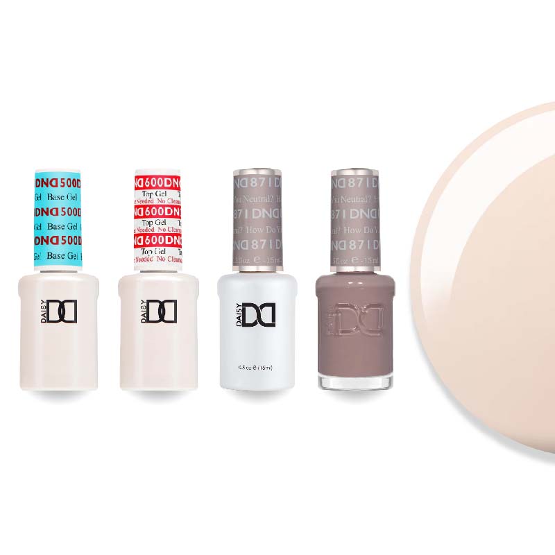 DND Gel & Lacquer Combo - Base Top Gel & 871 How Do U Neutral - DTK Nail Supply