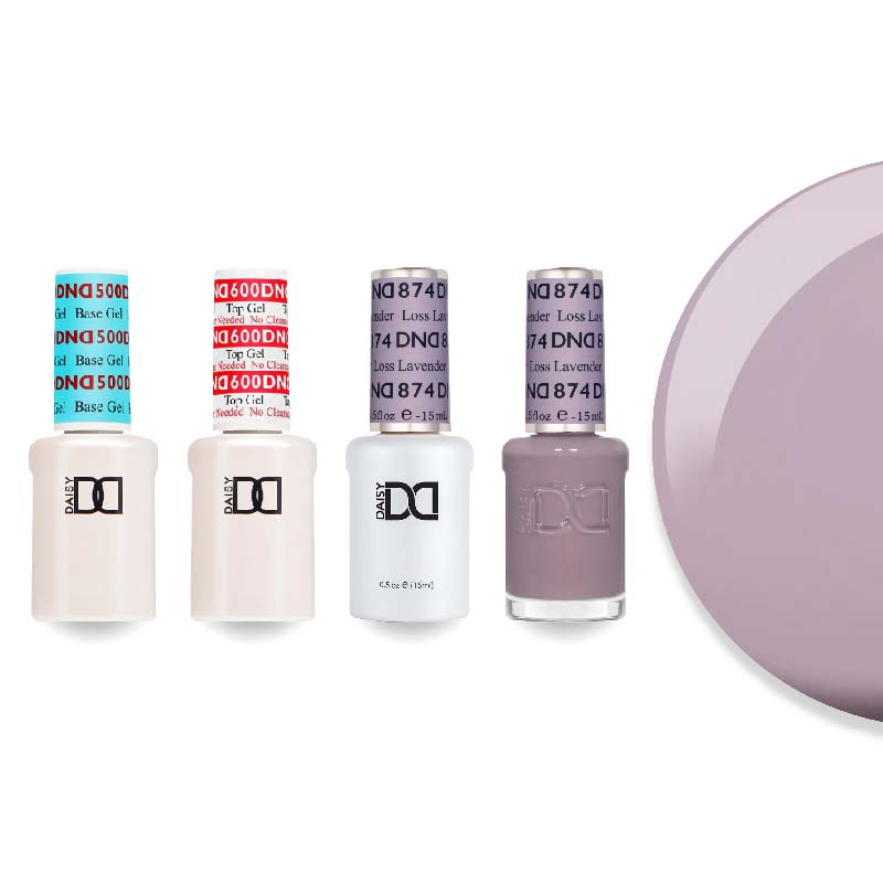 DND Gel & Lacquer Combo - Base Top Gel & 874 Loss Lavender - DTK Nail Supply