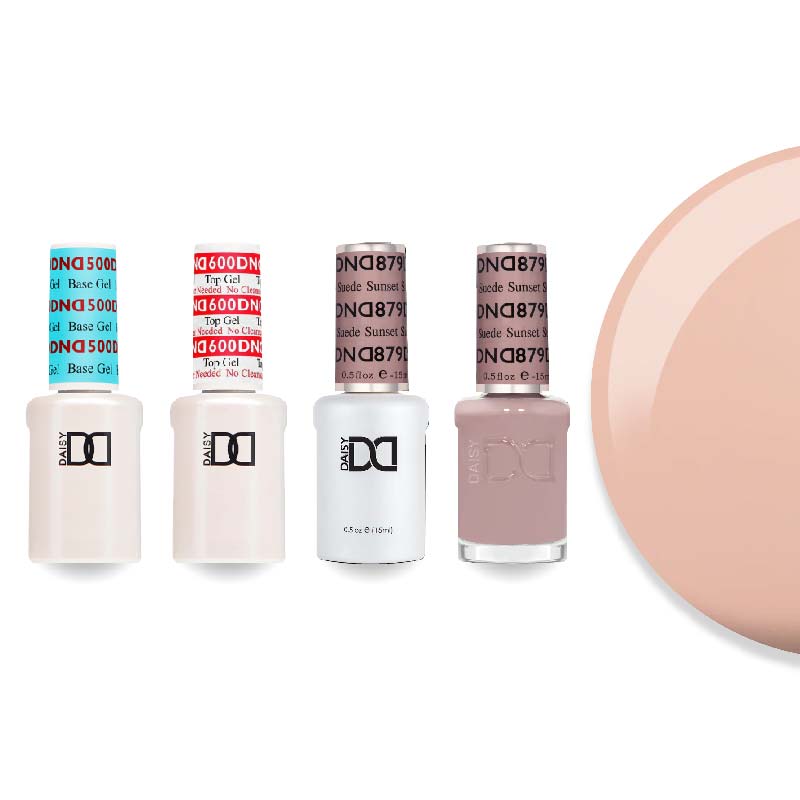 DND Gel & Lacquer Combo - Base Top Gel & 879 Sunset Suede - DTK Nail Supply