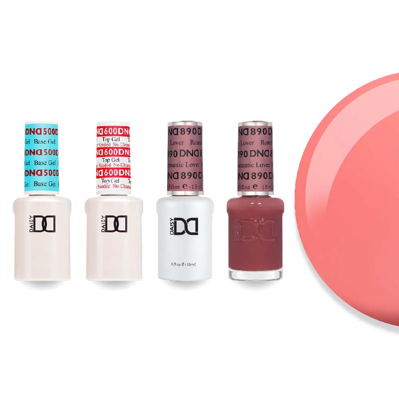 DND Gel & Lacquer Combo - Base Top Gel & 890 Romantic Lover - DTK Nail Supply