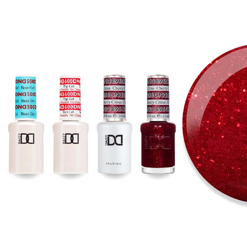 DND Gel & Lacquer Combo - Base Top Gel & 896 Cherry Citrus - DTK Nail Supply