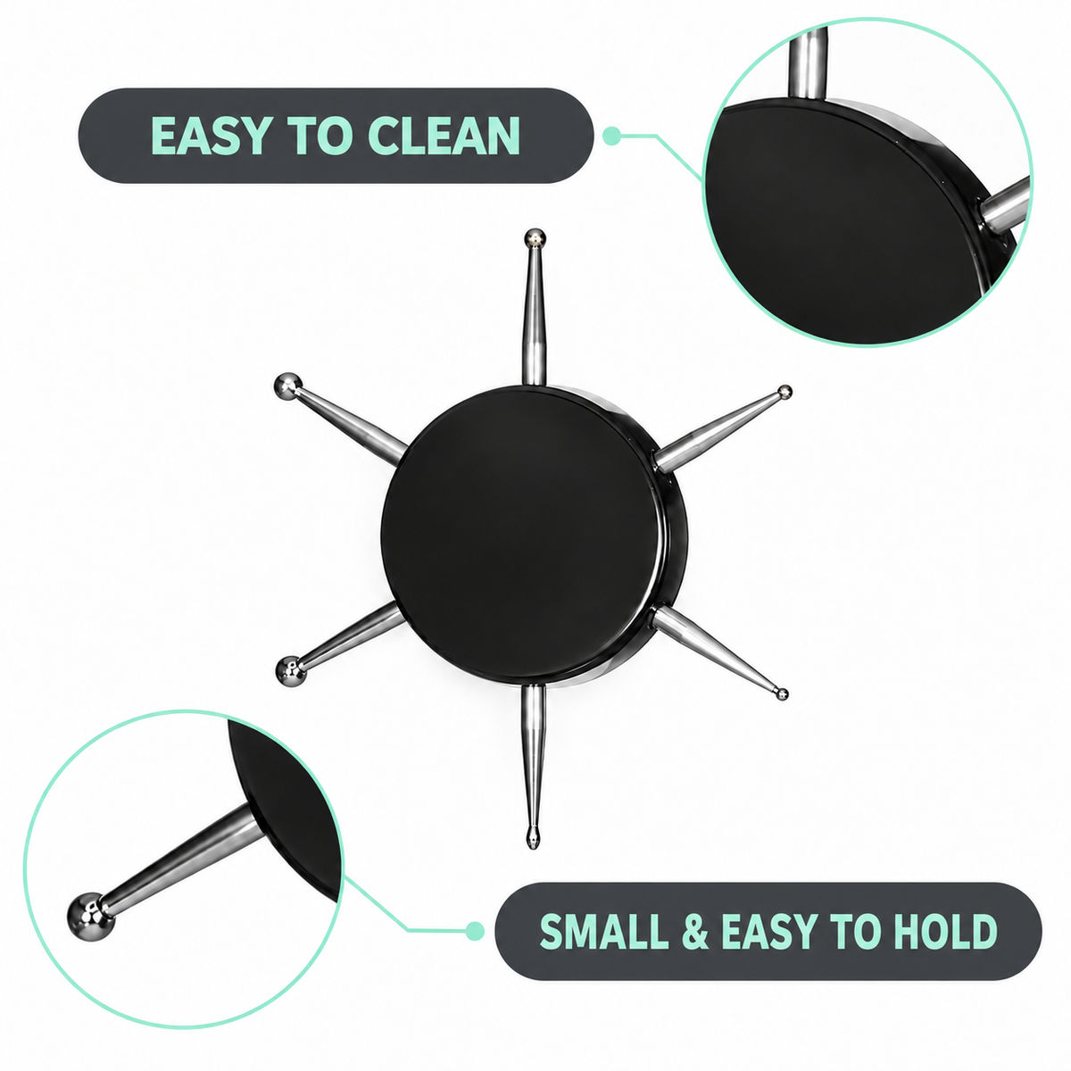 Nail Dotting Tool 6 in 1 - Acrylic Disc with Stainless Steel Dotting Heads - DTK Nail Supply